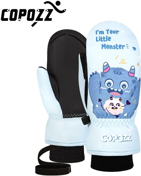 COPOZZ Children's Ski Gloves 3M Thinsulate Winter Keep Warm Finger Gloves Cute Cartoon Waterproof Ultralight Snowboard Gloves