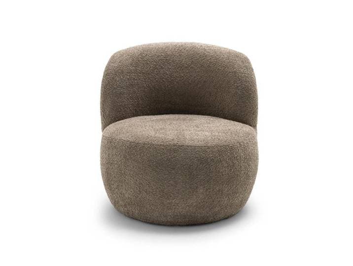 Mo - Fauteuil rond en tissu bouclette - Taupe