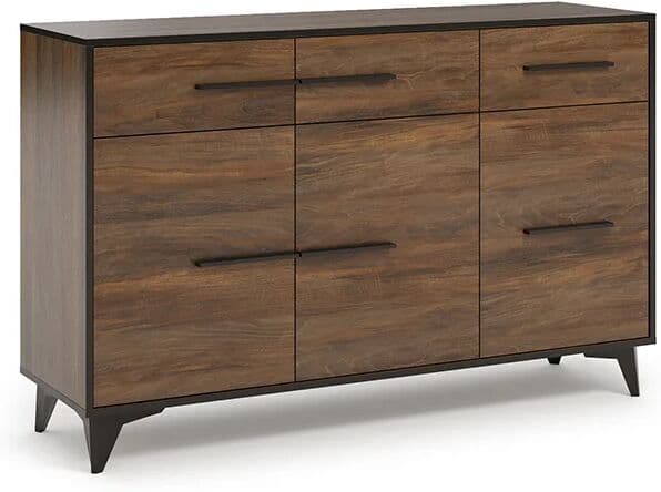 garneroarredamenti Madia 135x86h cm 3 ante 3 cassetti noce Line