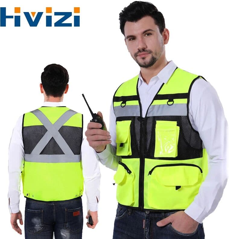 Hivizi Safety Vest High Visibility ANSI/ISEA Standards  Multi Pockets And Mesh Lining Work Vest for Men & Women