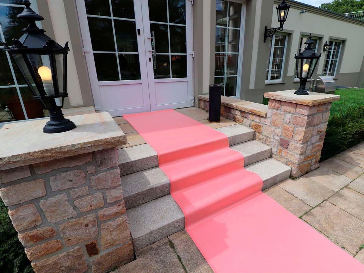 Läufer "PODIUM, Made in Belgium", rosa (altrosa), B:200cm H:2,6mm L:2.400cm, Polypropylen (PP), PRIMAFLOR-IDEEN IN TEXTIL, Teppiche, Läufer, Breite 200 cm, Nadelfilz, Uni-Farben, ideal für Veranstaltungen altrosa B : 200cm 1 Stk., 2,6mm, L: 2.400cm