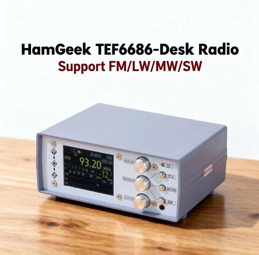 TZT HamGeek Professional TEF6686-Desk Radio Desktop Full Band Portable DSP RDS AM FM SW Radio with One Loudspeaker
