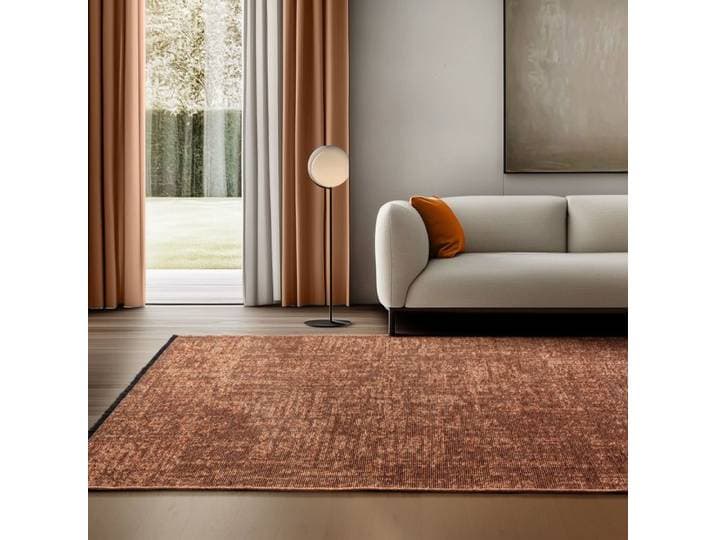 SIMPEX Tapis en Coton Chenille Terre cuite 120x170 cm  Lavable Style Boho Vintage Kelim Pour Salon Chambre Bureau & Cuisine