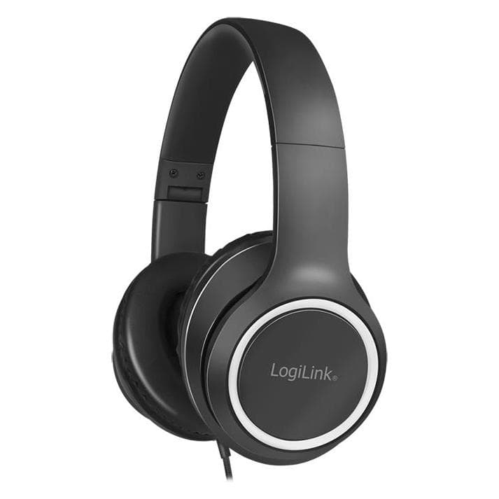LogiLink Stereo Headset High Quality, mit Mikrofon, schwarz Anschluss: 3,5 mm Klinkenstecker, integrierte Bed (HS0053)