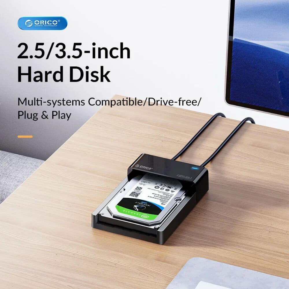 ORICO Lay-Flat HDD Docking Station SATA to USB 3.0 External Hard Drive Docking Station for 2.5/3.5inch HDD SSD Support UASP