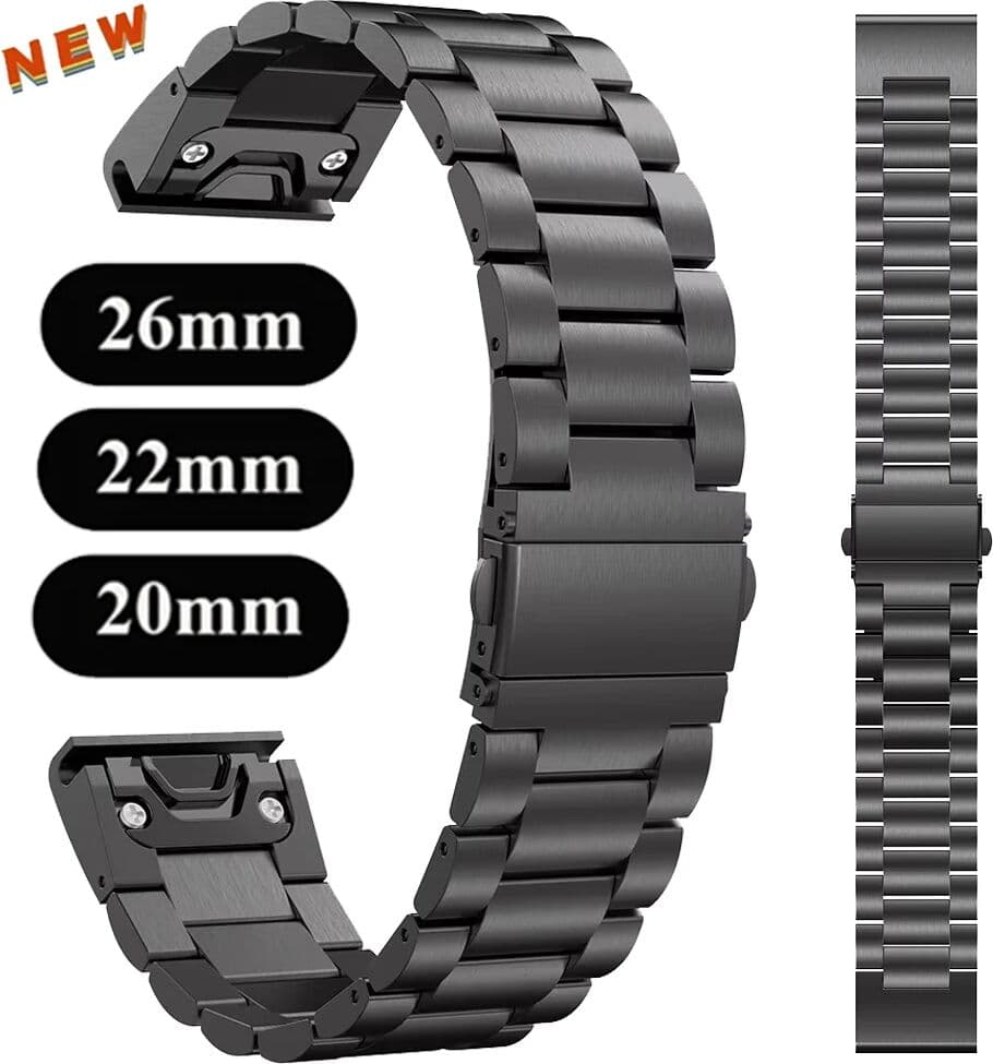 NONE 26/22/20mm Quick Fit Metal Strap For Garmin Fenix 9/9 Pro/8/Tactix 8 51/47/43mm Luxury Bracelet Band Amazfit T-Rex Ultra 2 51mm