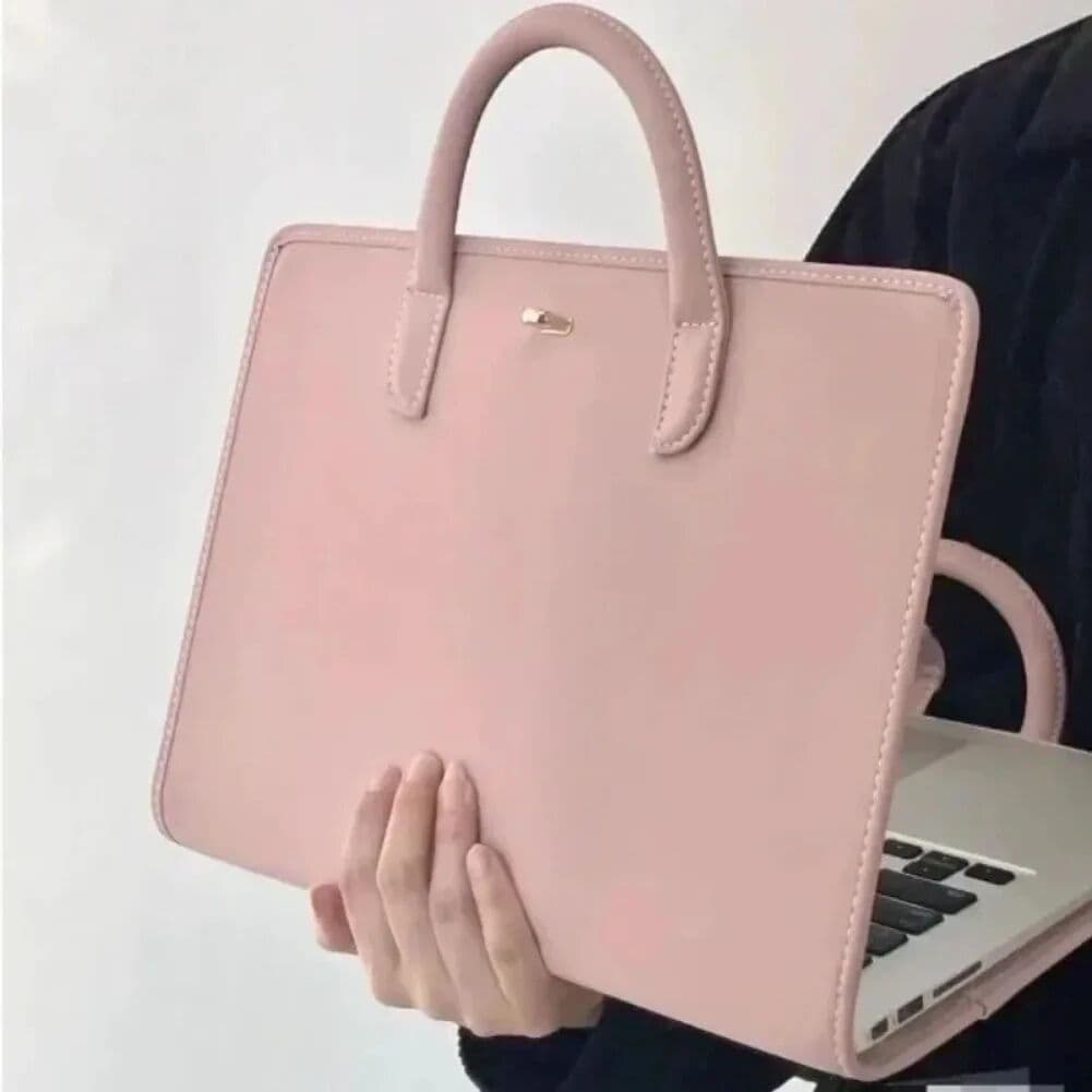 NONE Korean Pink PU Laptop bag 13-16 Inch With Handle Sleeve Breathable Protective Carrying Bag For Xiaomi Huawei Notebook Ultrabook