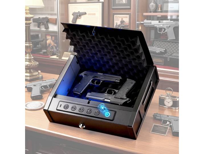 Coffre-fort biométrique avec lecteur d'empreintes digitales, clavier numérique, ouverture automatique du couvercle, boîte de sécurité pour voiture, serrure électronique en option XHSQH