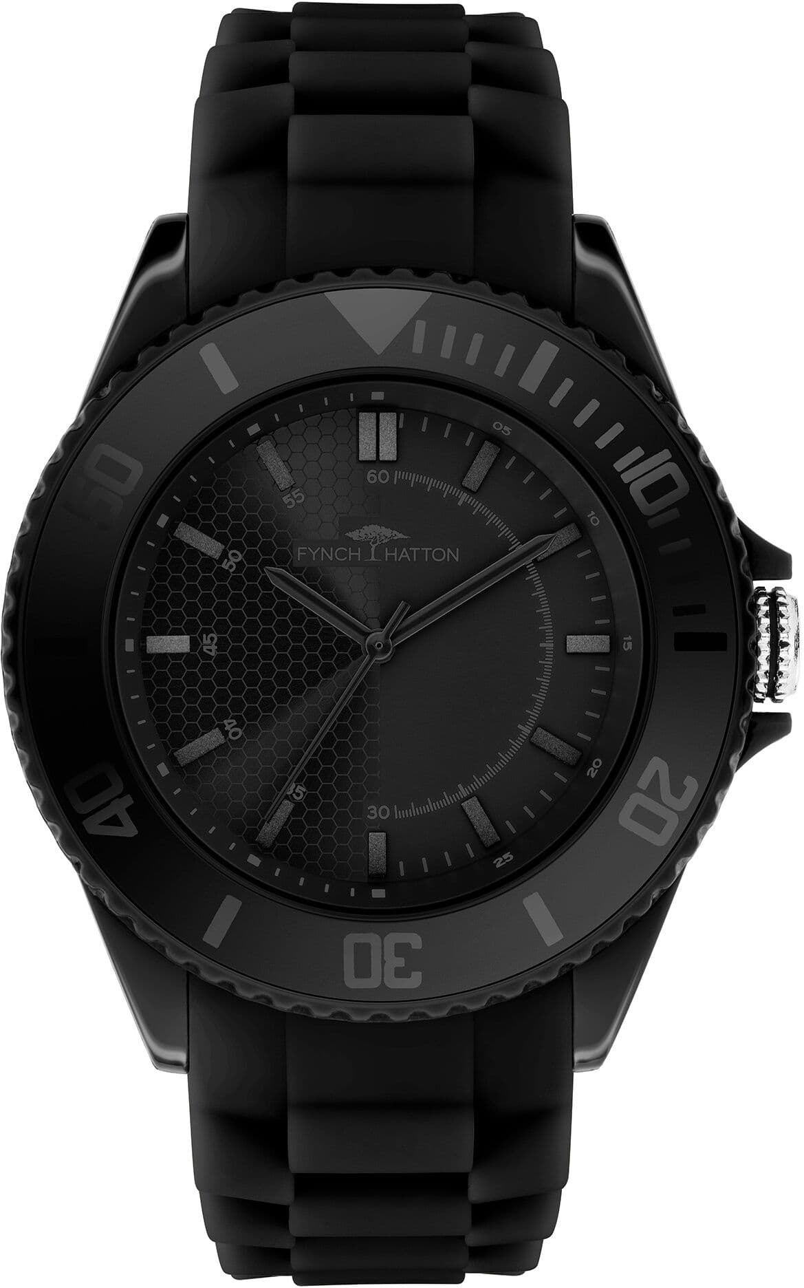 Quarzuhr FYNCH-HATTON, schwarz (schwarz, schwarz), Armbanduhren, Herren, schwarz, Quarzuhr, Armbanduhr, Herrenuhr, Silikonarmband, analog