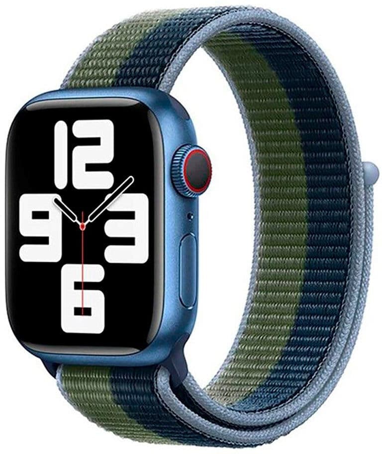 Apple Watch (38/40/SE/41/42mm) Lippa Nylonrem - Grøn / Blå