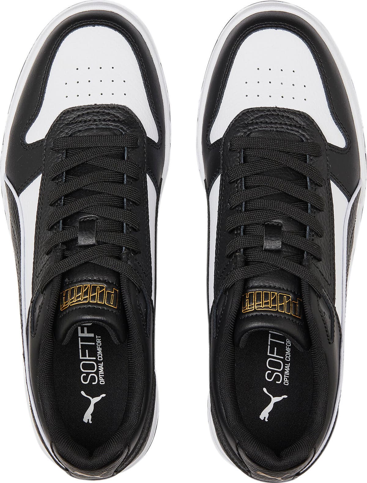 Sneaker PUMA "RBD GAME LOW", Damen, Gr. 42, schwarz-weiss (puma schwarz, puma weiß, puma team gold), Leder, Schuhe Sneaker puma schwarz, puma weiß, puma team gold 42