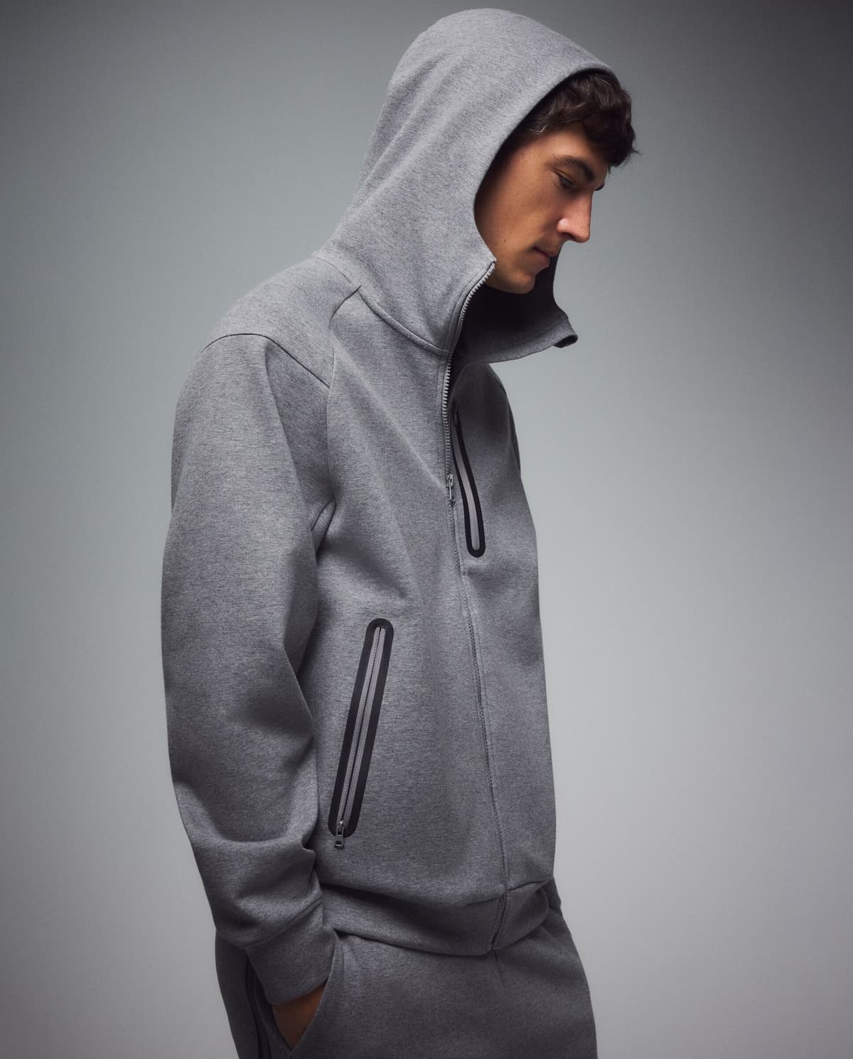 Boomerang Sudadera abierta con capucha de Sportcasual para hombre .  (XL) 820 Gris medio