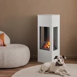 muenkel design prism 460 [Elektrokamin Opti-myst mit Heizung und 3-seitiger Sicht]: Weiß (warm)