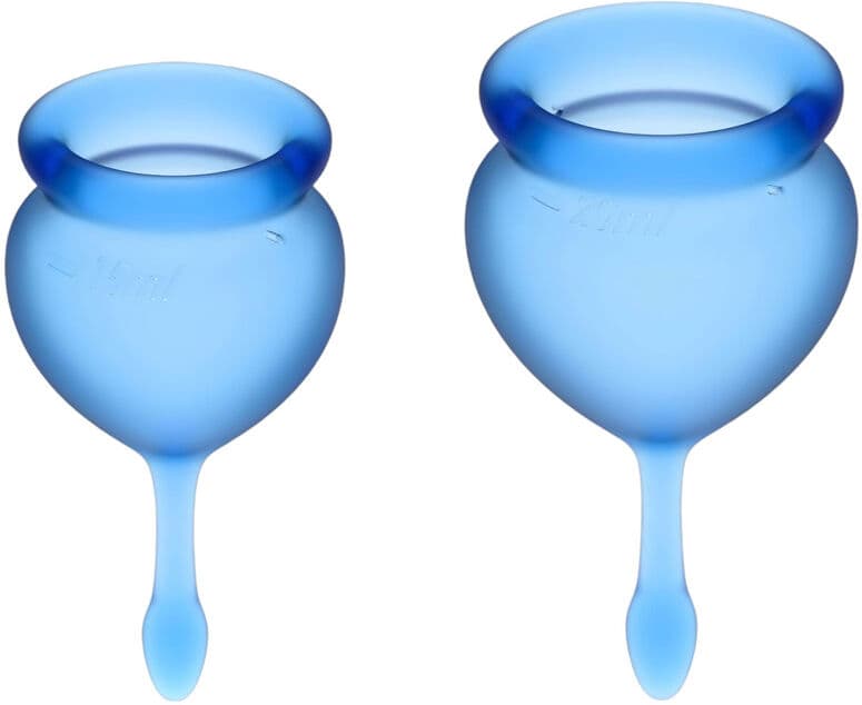 Satisfyer Feel Good - szilikon menstruációs kehely szett (kék, 2 db)
