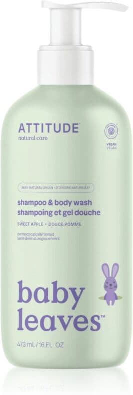 Attitude Baby Leaves Shampoo & Body wash σαμπουάν και αφρόλουτρο για παιδιά με άρωμα γλυκού μήλου Sweet Apple 473 ml