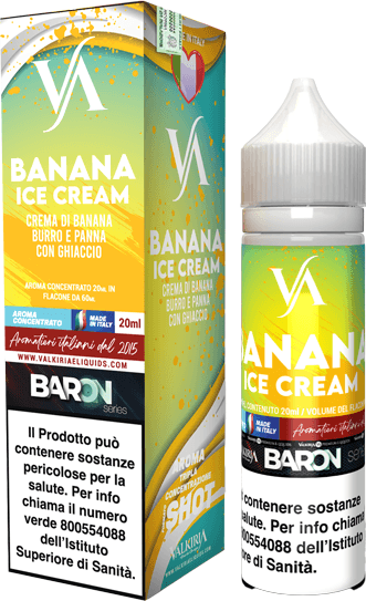 Valkiria Banana Ice Cream Liquido Shot 20ml Crema Banana Burro Panna Ghiaccio