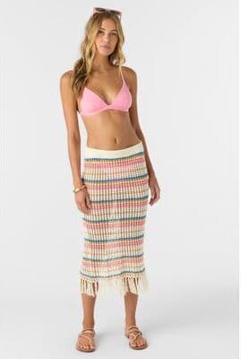 O'Neill s Ryan Stripe Skirt in Vanilla, Size Large