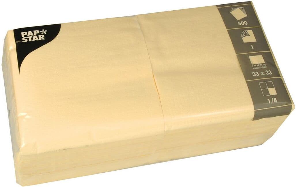PAPSTAR Servett 1-lags 33x33cm creme 500/fp