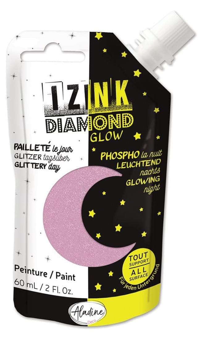 Aladine IZINK Diamond Glow nachtlampje, pastelroze