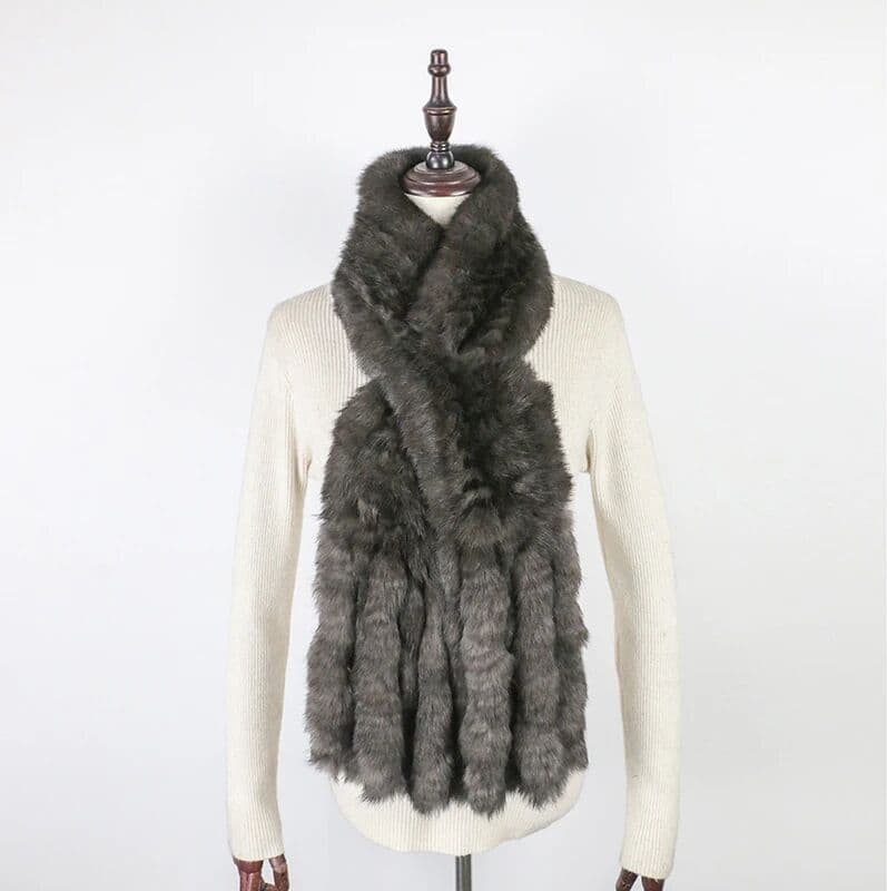 Rbyfurs Women hand knitted Real rabbit fur Scarf natural Warm Mink Fur Muffler Russia Lady Quality Tassel 100%Genuine Rabbit fur Scarves