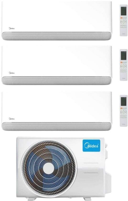 Midea Climatizzatore Trial Split serie Breezeless E 9+9+9 con M5OE-42HFN8-Q Inverter R 32 Wi-Fi Classe A++