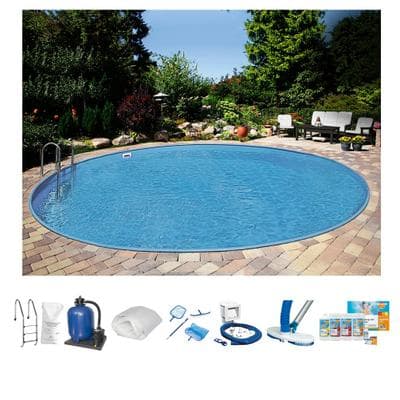 Rundpool CLEAR POOL "PREMIUM IBIZA", blau (weiß), H:150cm Ø:500cm, Schwimmbecken, Rundpool, ø500x150 cm inkl. umfangreichem Zubehör