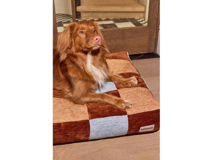 Dogguo Hondenkussen BLOCK-BED-BROWN/BEIGE/BLUE-M