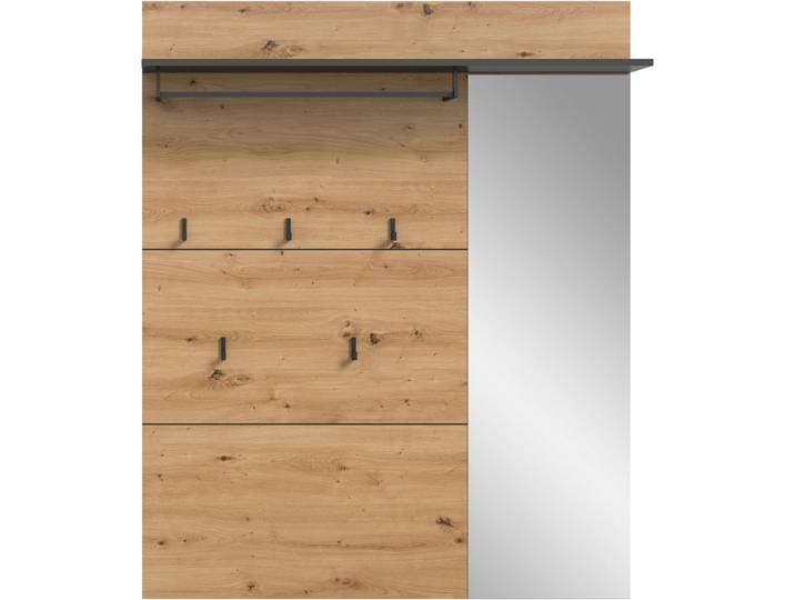 Garderobenpaneel HOME AFFAIRE REHAT, TOPSELLER, Breite 120 cm, Hutablage, 5 Haken, Garderobenstange , braun (basalt grau, artisan eiche nachbildung), B:120cm H:147cm T:29cm, Holzwerkstoff, Garderobenpaneele, Garderobenpaneel, Paneel, Wandboard, Garderobe, Garderobenleiste, Garderobenboard
