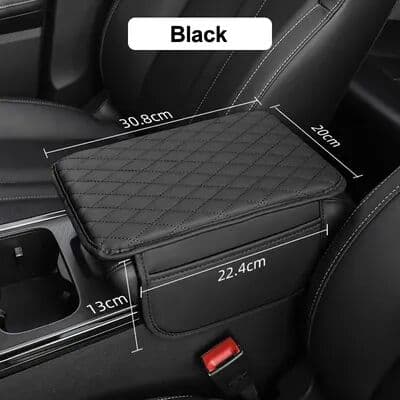 Market Central Universal Car Armrest Cushion Leather Center Console Pad With Storage black