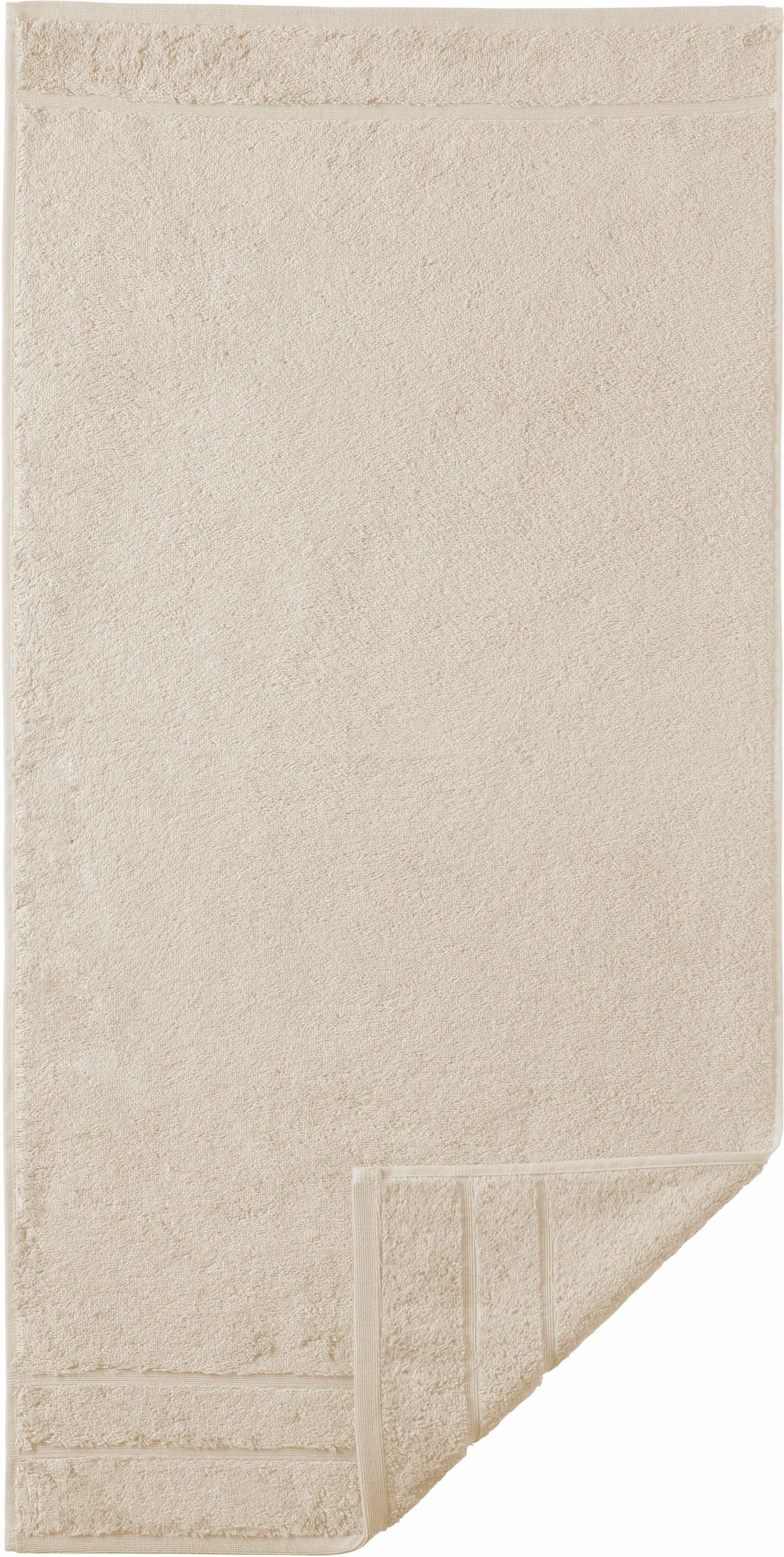 Badetuch EGERIA "Prestige", beige, B:75cm L:160cm, Walkfrottee, Obermaterial: 100% Baumwolle, Handtücher, Badetuch, Uni Programm mit Streifenbordüre, SUPIMA Baumwolle beige B/L: 75cmx160cm, 1 Stk., Walkfrottee