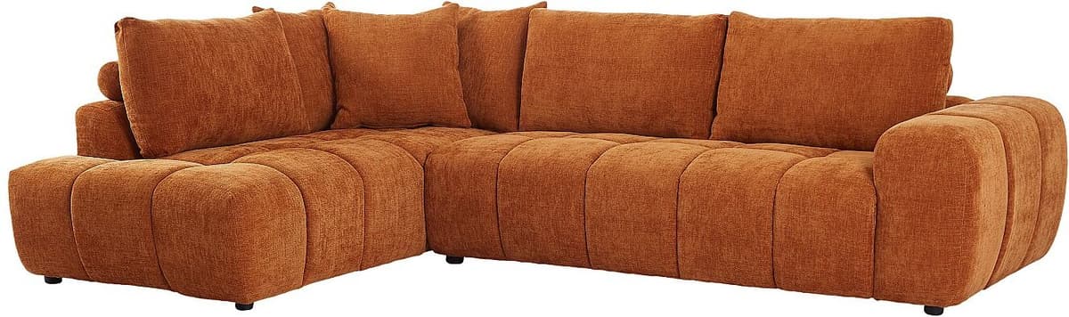 Vente-unique Canapé d'angle gauche avec dossier en tissu chenille terracotta CLENALI