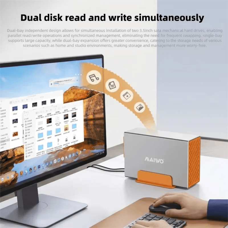 MAIWO Dual Bay 2.5/3.5 Inch External Hard Drive Enclosure Case SATA To USB 3.0 Hard Drive Dock Station for 2.5 3.5 SSD HDD Disk
