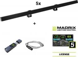 EuroLite Set 5x LED PR-100/32 Pixel DMX Rail bk + Madrix Software TILBUD NU