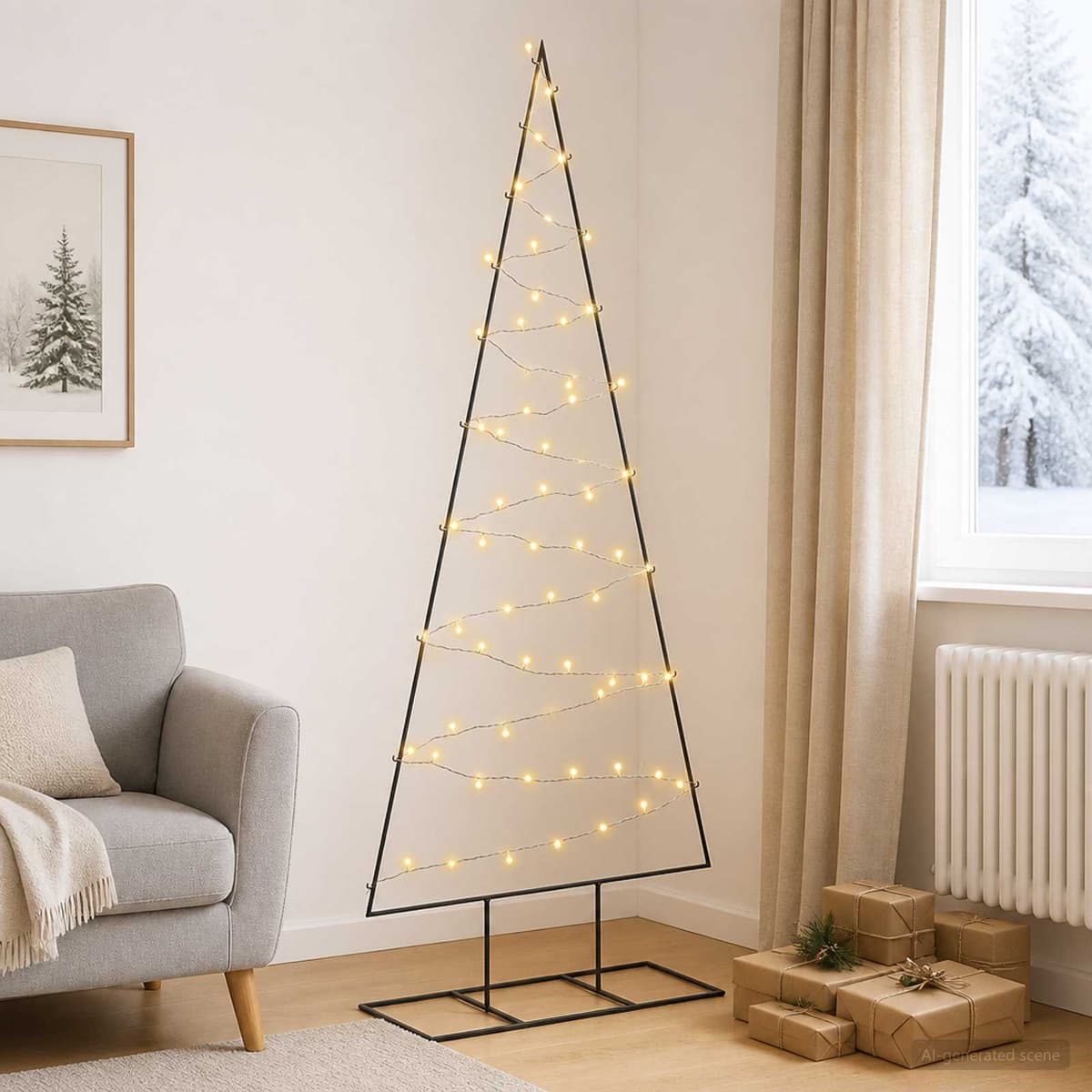 vidaXL Sapin de noël en métal avec led KUOPIO 180 cm Blanc chaud Acier