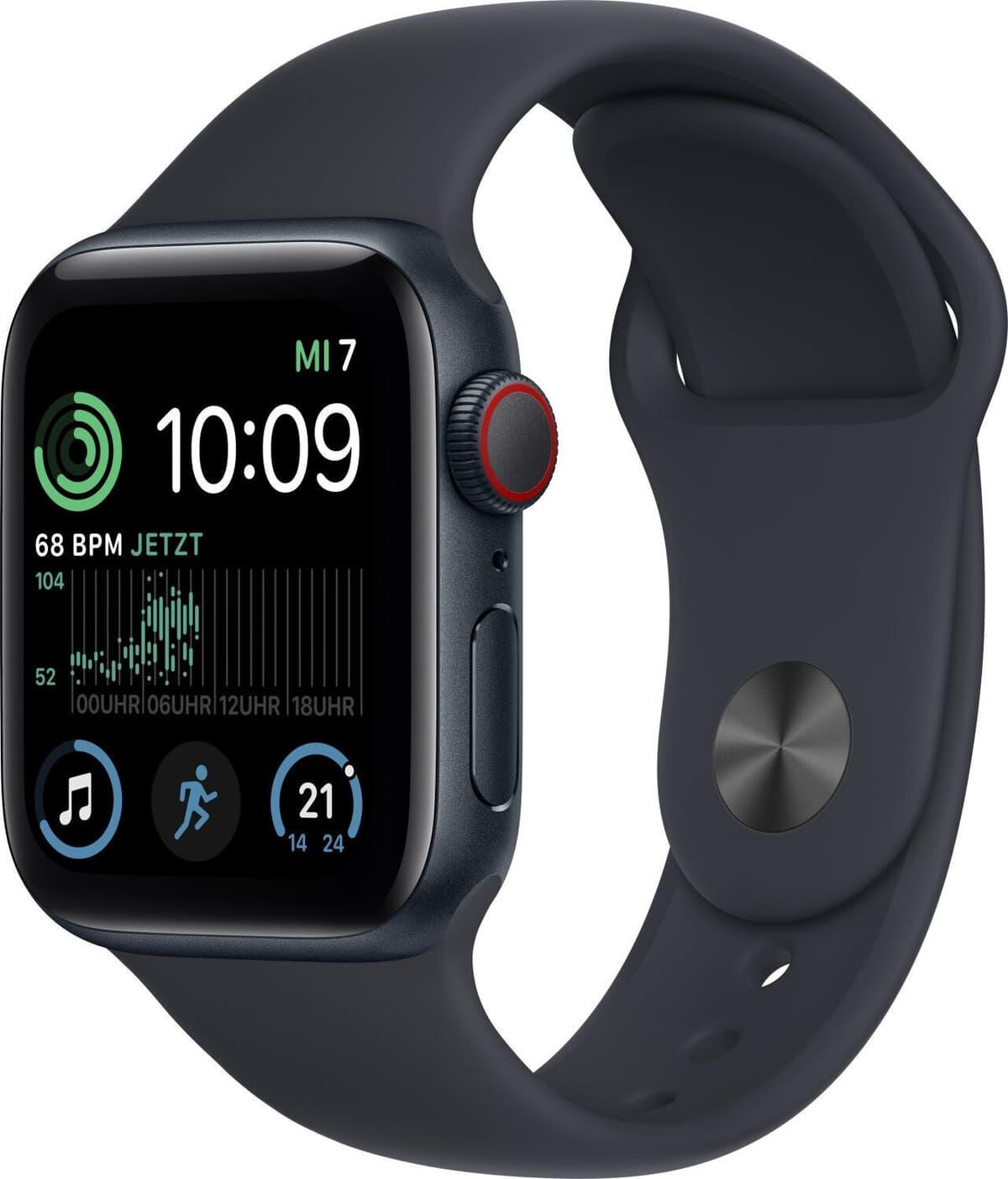 Apple Watch SE 40 mm (2022)   GPS + Cellular   Midnatt   Sportband Midnatt S/M
