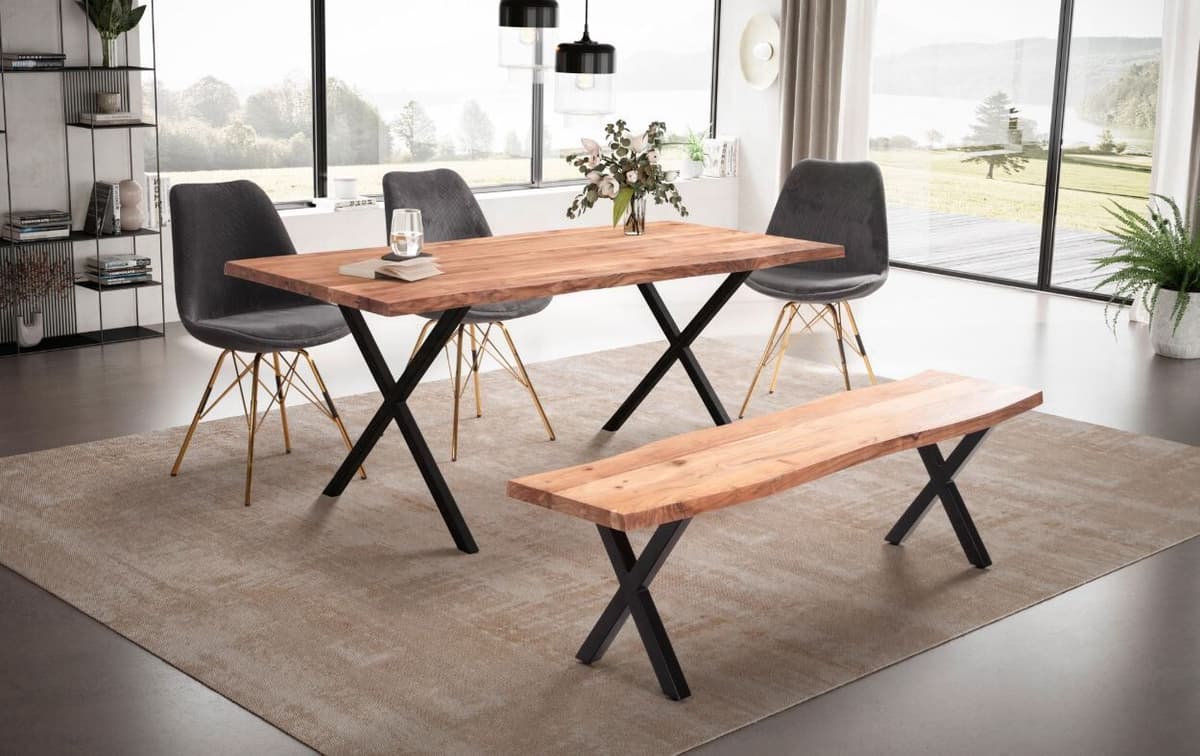 Wohnling eetkamertafel acaciahout 160 cm kruispoten