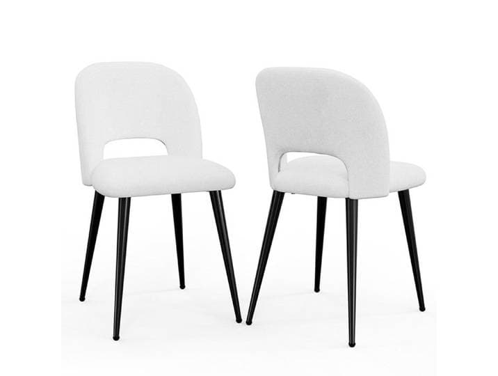 PIPIPOXER Lot de 2 Chaise de Salle à Manger en velours - Chaises Assise rembourrée - Chaises Blanc avec Pieds en métal