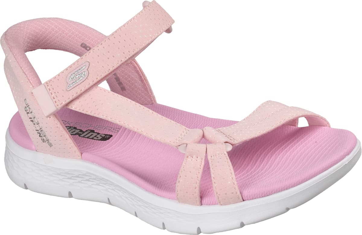 Sandale SKECHERS "GO WALK FLEX SANDAL", Mädchen, Gr. 31, atmungsaktiv, rosa (hellrosa, kombiniert), Textil, Schuhe Sandale, Sommerschuh mit Klettverschluss, Grössenschablone zum Download hellrosa, kombiniert 31, atmungsaktiv