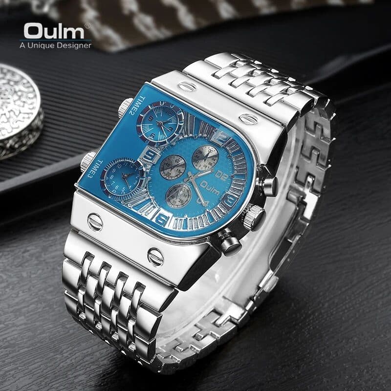 Oulm Unique Design Top Brand Men's Watch Fashion Business Stainless Steel Quartz Watch  Hot Men Watch Relogio Masculino