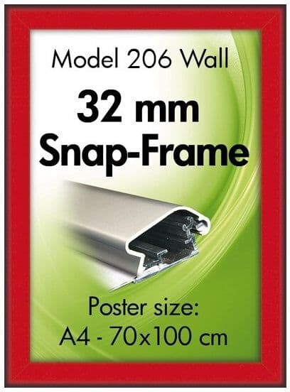 DSI Alu Plakatramme, Snap-Frame, A4, Rød