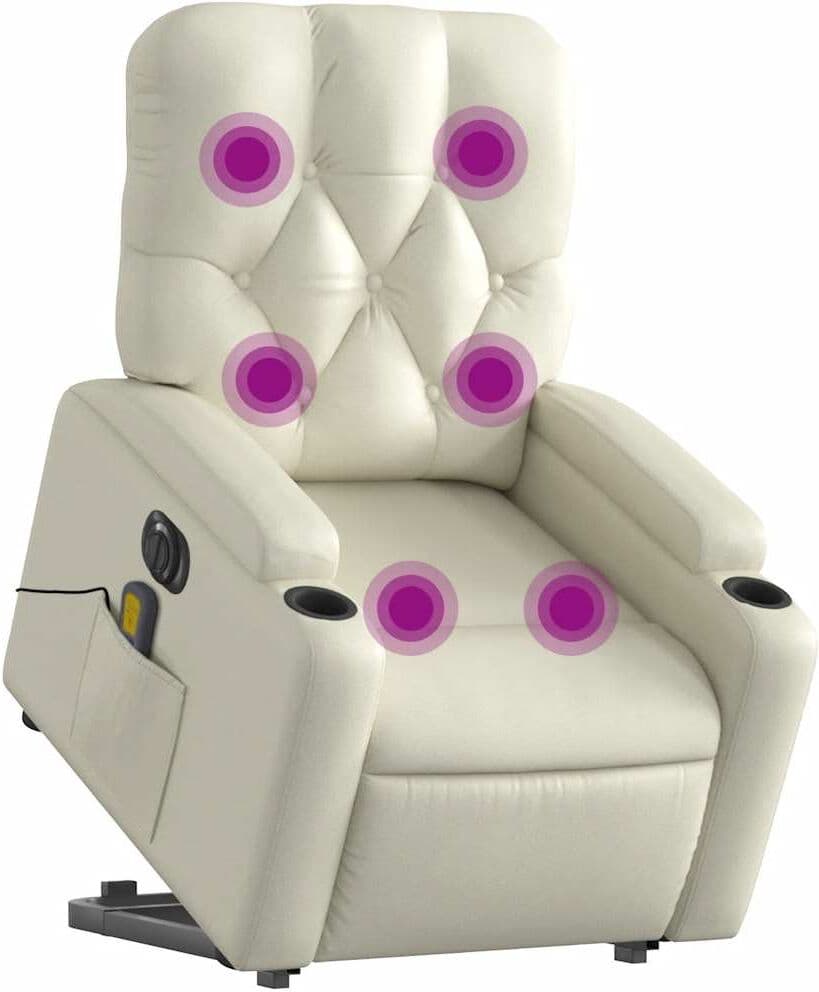 vidaXL Fauteuil inclinable de massage électrique crème similicuir