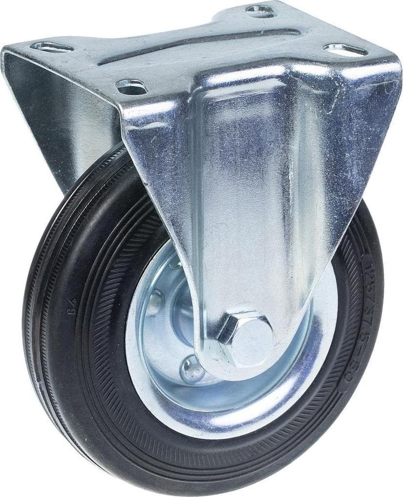ZHONGSHAN Vastgezet zwenkwiel met zwarte rubberen band en stalen basis, 125 mm