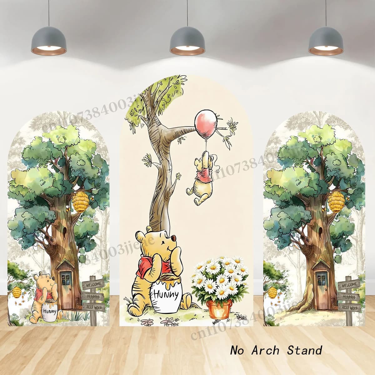 Potdemiel Winnie The Pooh Bear Arch Backdrop Cover Boy Girl born Baby Shower 1st Birthday Party Decoration Photography Background Props