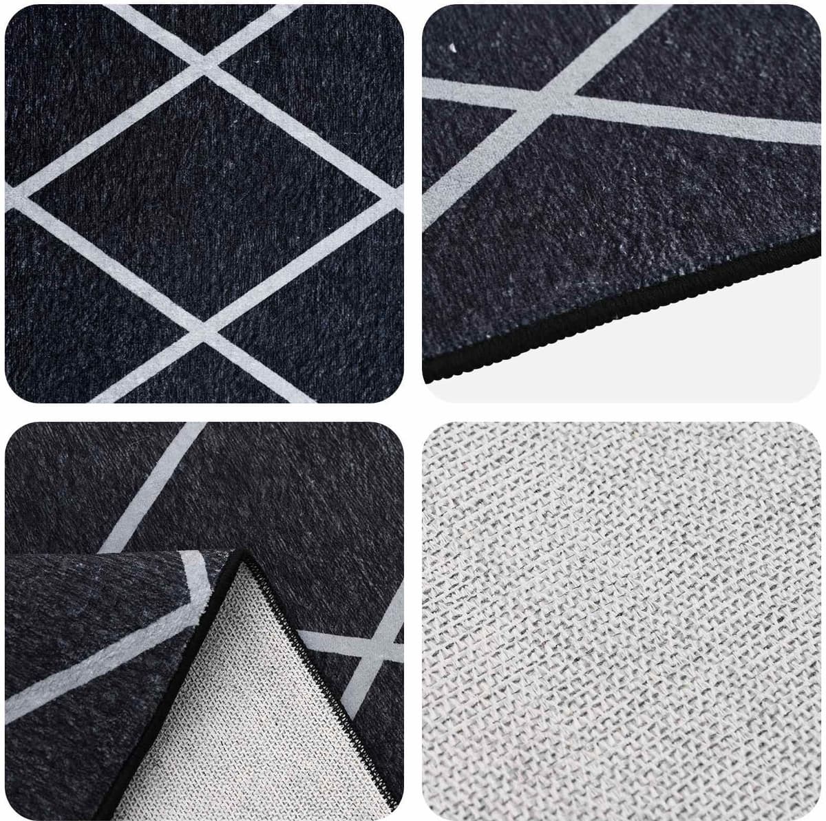 vidaXL Tapis ORIZ Motif en diamant noir 240 x 240 cm 100 % polyester