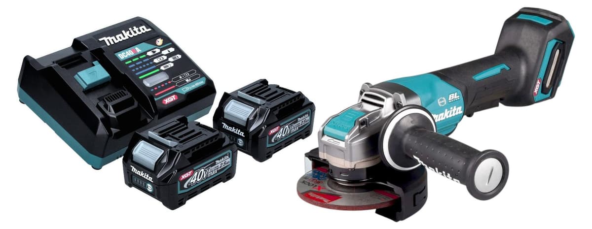 Makita GA 047 GD201 Akku Winkelschleifer 40 V max. 125 mm X-LOCK Brushless + 2x Akku 2,5 Ah + Ladegerät