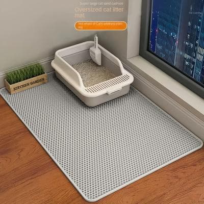 Inspired Living PawGuard Double Layer Cat Litter Mat Waterproof Non Slip Litter Trapper gray 55x75cm
