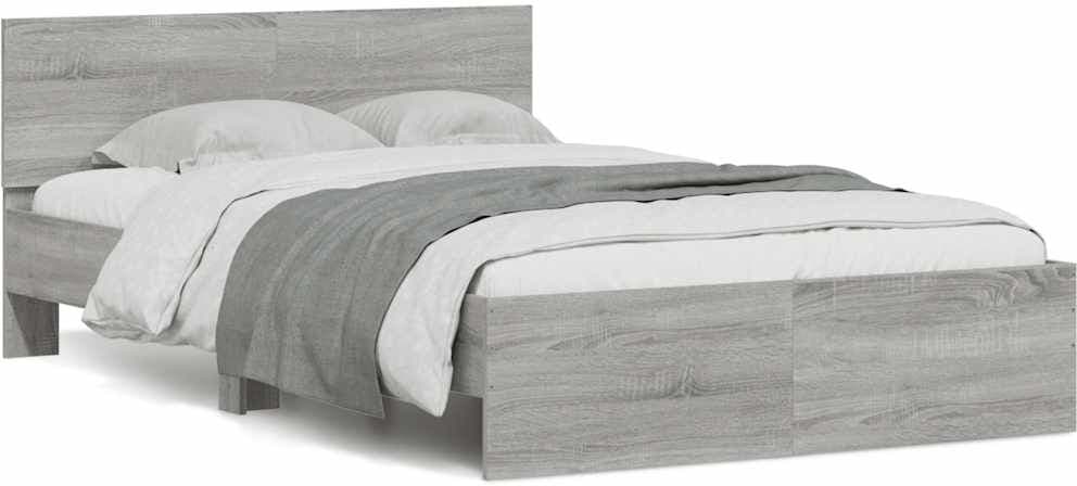 vidaXL Cadre de lit sans matelas sonoma gris 135x190 cm