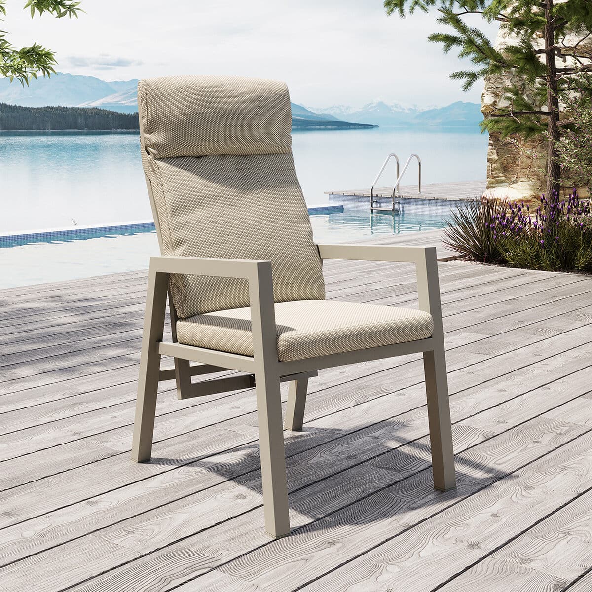 Jamaica Recliner Stol I Khaki Aluminium