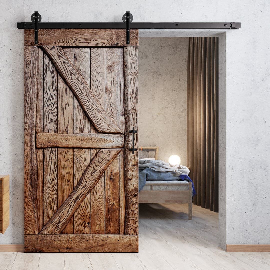 Union Rustic Virpi Solid Oak Barn Doors Brown Oil 220cm H x 100cm W x 4cm D