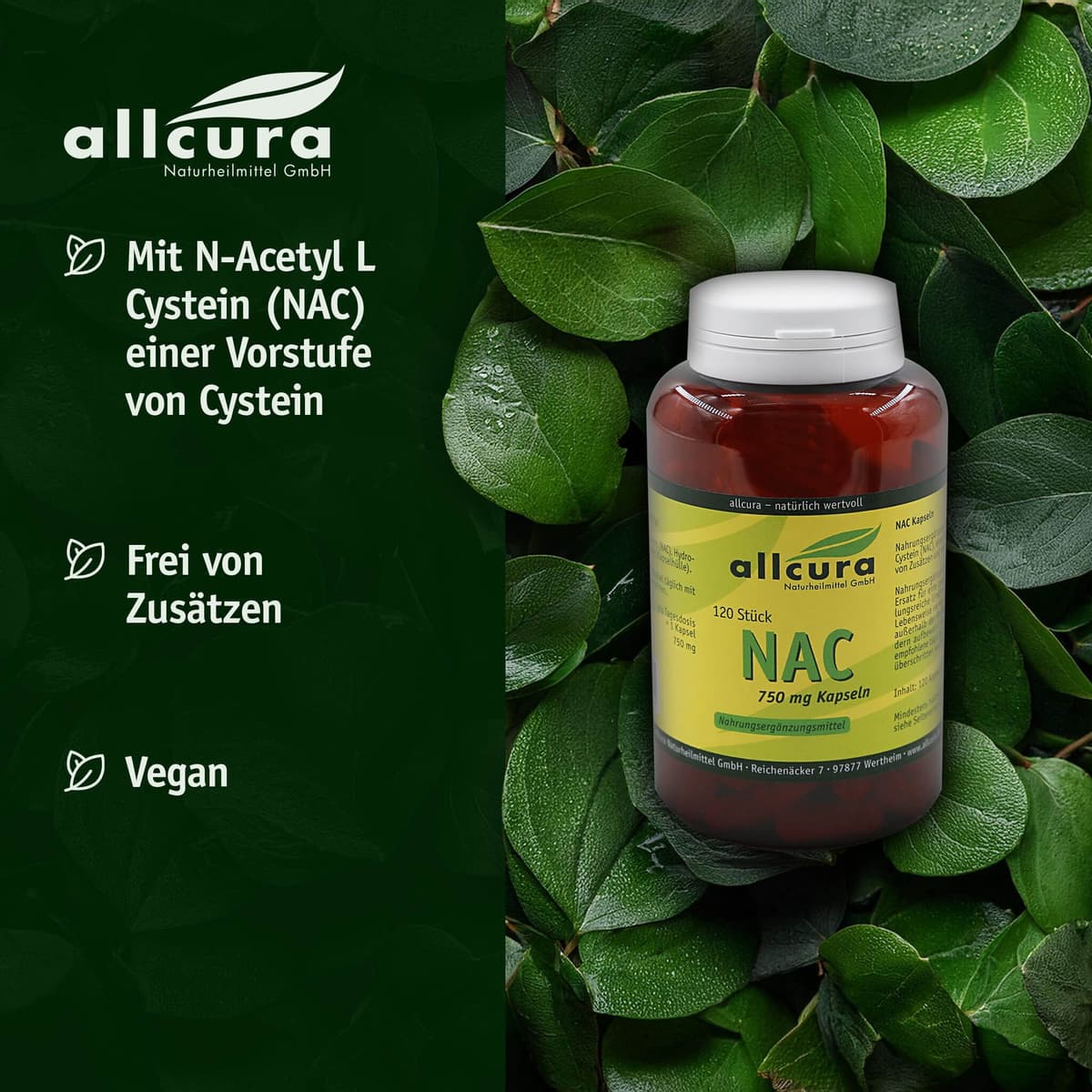 allcura NAC 750 mg Kapseln 120 St